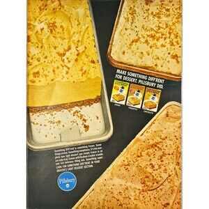 Pillsbury Deserts "Graham Cracker Crumbs & Rich Filling Mix" Vtg Print Ad 1966